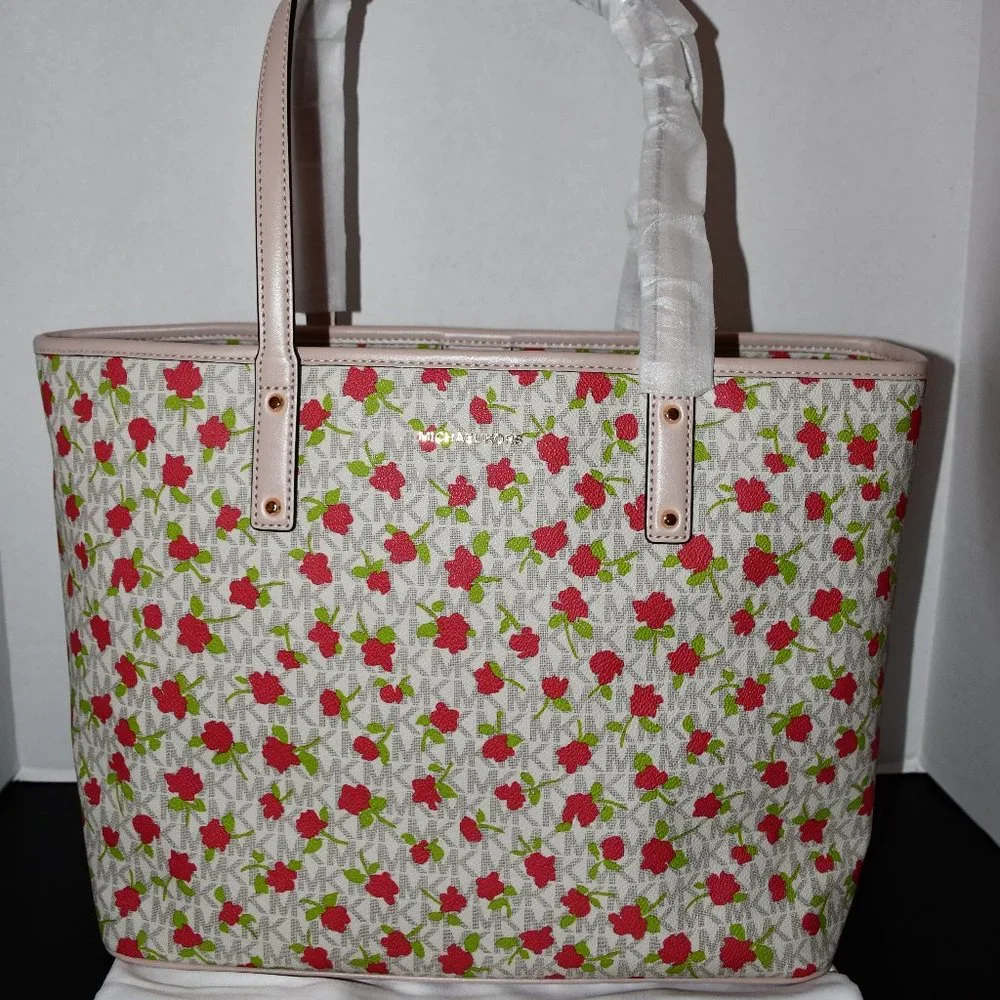 Michael Kors Signature LARGE Open Tote Bag Vanilla Multi Floral Tote #30S1GZPT3B